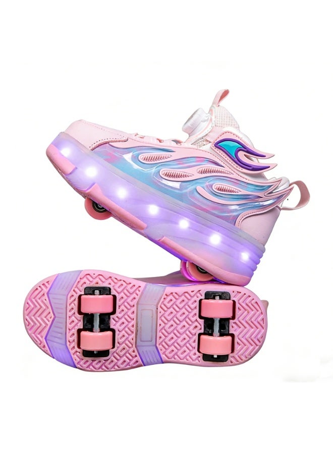 VTERLY Kids Roller Skate Shoes, Front and Back Double Wheels with LED Flash Light Lightning Sole Sneaker Skate Heelys Shoes for Girls & Boys - Image 1