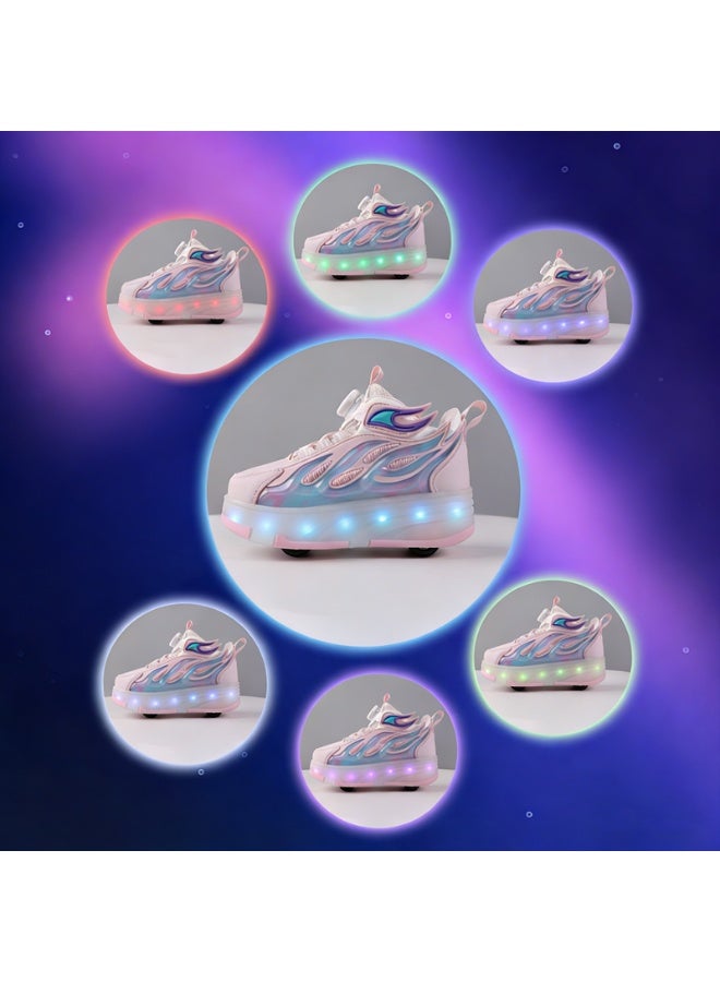 VTERLY Kids Roller Skate Shoes, Front and Back Double Wheels with LED Flash Light Lightning Sole Sneaker Skate Heelys Shoes for Girls & Boys - Image 2