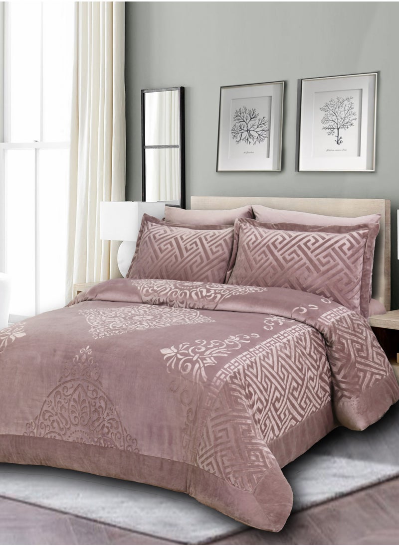 Master Home Textile - Velvet Comforter Sets, 5 Pcs Single Size, Fits 120 x 200 cm Single Size Bed, With Removable Filling, Soft, Warm - Image 1