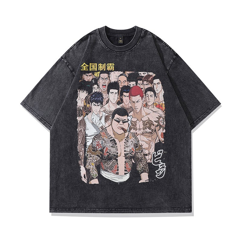 Vintage Streetwear Tee with Ukiyo-e Tattoo Girl Design D85 - Image 1