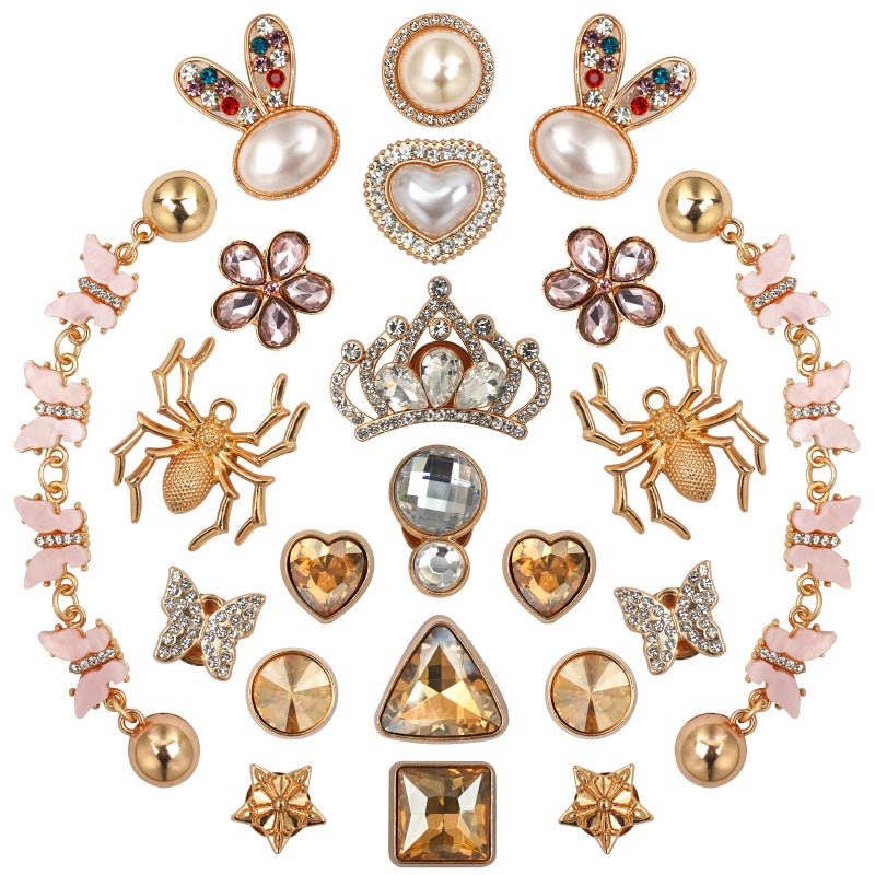 Lugailly 22Pcs Bling Shoe Charms Luxury Metal Shoe Accessories for Women Jewelry Designer Decor Rhinestone Chain Pearl Gems for Girls Party Favors Birthday & Christmas Gifts - Image 1