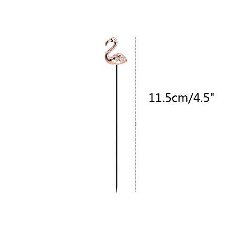 DEEKOUDT Flamingo Martini Cocktail Picks Reusable Olive Picks Garnish Skewer Fruit Toothpicks Pack of 8 (Rose Gold Flamingo) - Image 2