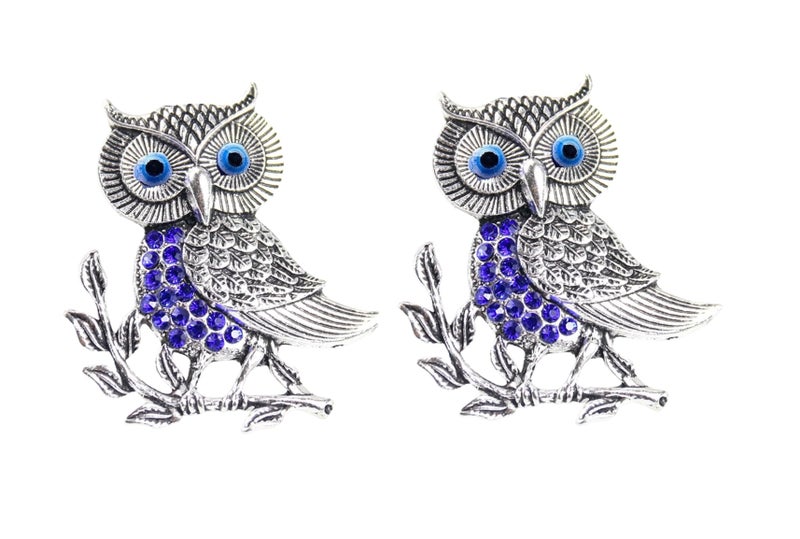 BLUE BEADS Silver Evil Eye Owl Fridge Magnet Sticker - Sign of Good Luck & Protection Unique Souvenir Items Home and Office Decorative Things Artistic Against Negativity - Image 1