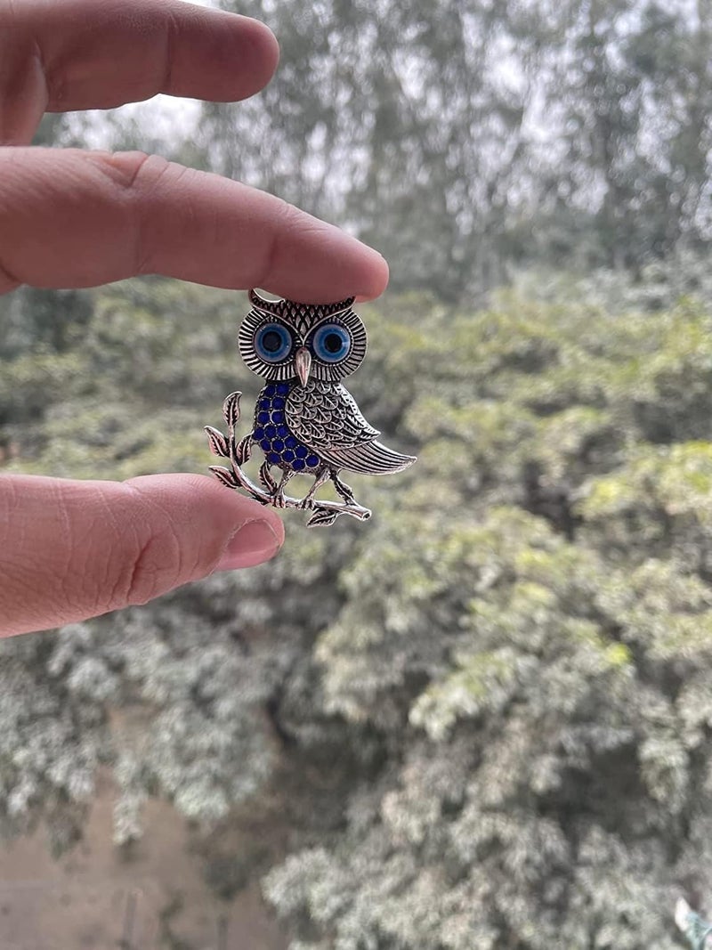 BLUE BEADS Silver Evil Eye Owl Fridge Magnet Sticker - Sign of Good Luck & Protection Unique Souvenir Items Home and Office Decorative Things Artistic Against Negativity - Image 5
