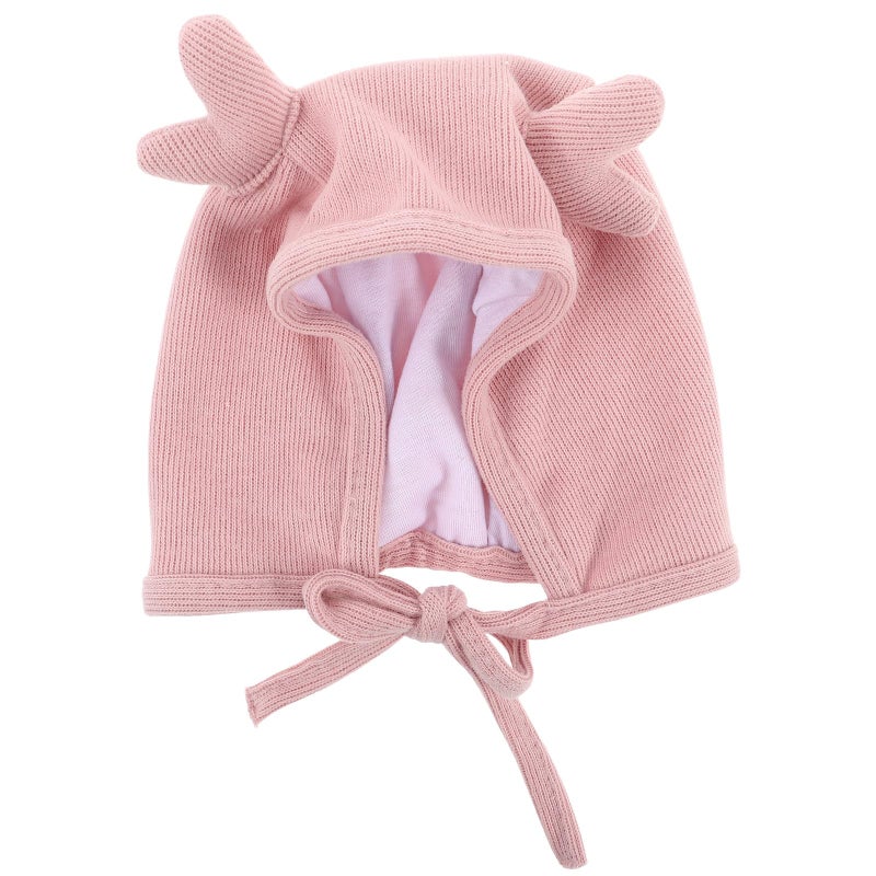 Soft Warm Pink Deer Pattern Winter Beanie Cap For Newborns And Infants 45 49cm - Image 2
