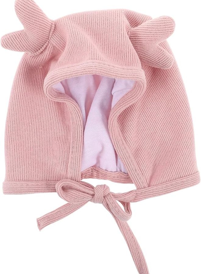 Soft Warm Pink Deer Pattern Winter Beanie Cap For Newborns And Infants 45 49cm - Image 1