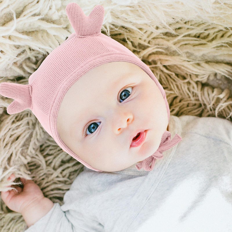 Soft Warm Pink Deer Pattern Winter Beanie Cap For Newborns And Infants 45 49cm - Image 5