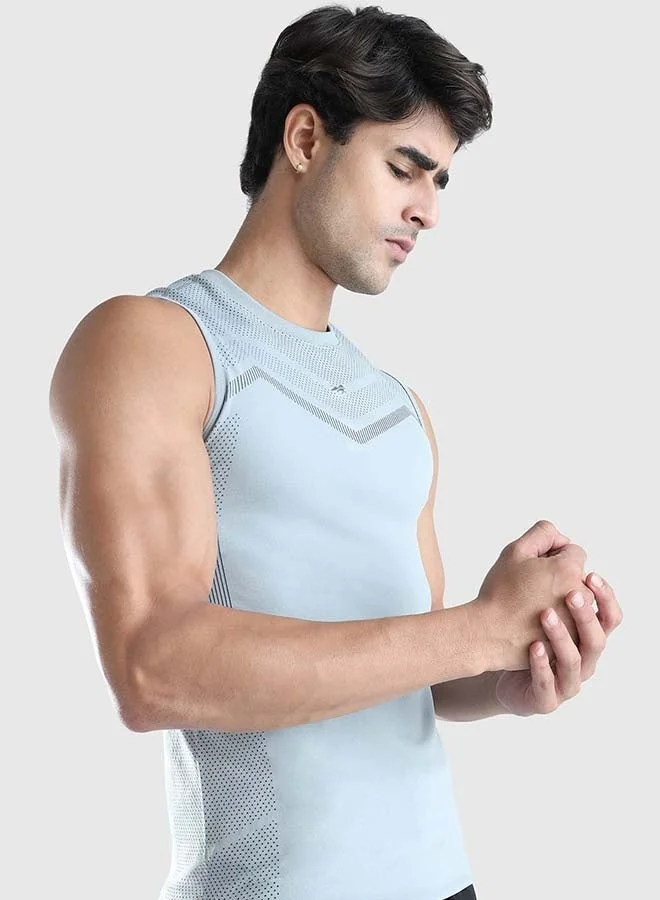 Musclemind Grey Men's Seamless Sleeveless Compression T-shirt for Men | Best Price UAE