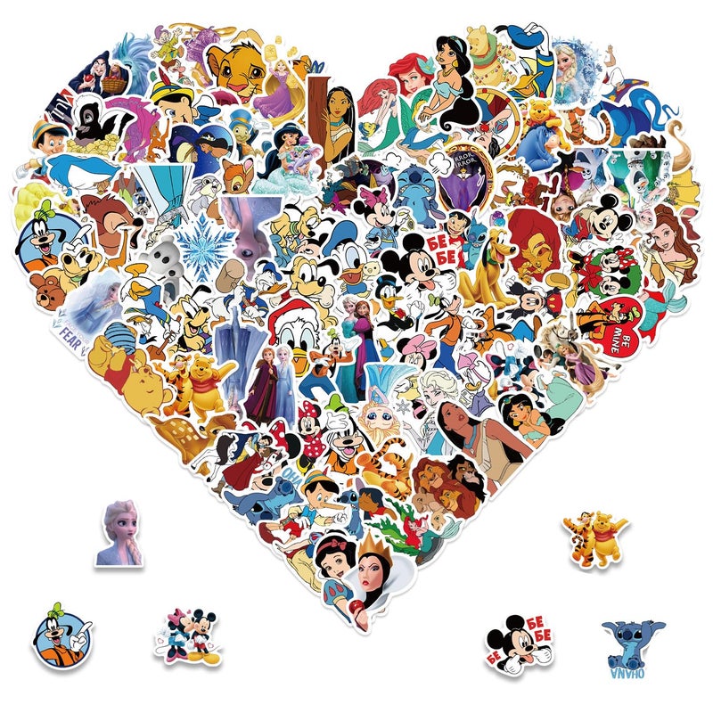 MINRAIN 100pcs Disney Cartoon Stickers for Water Bottle, Waterproof Vinyl Decal for Adult Teen Kids Laptop Skateboard Phone Travel Case Bike Guitar Computer Helmet (dsn100) - Image 1