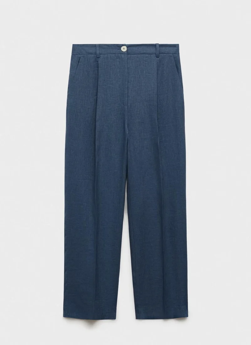 MANGO Straight Linen Dart Detail Pants