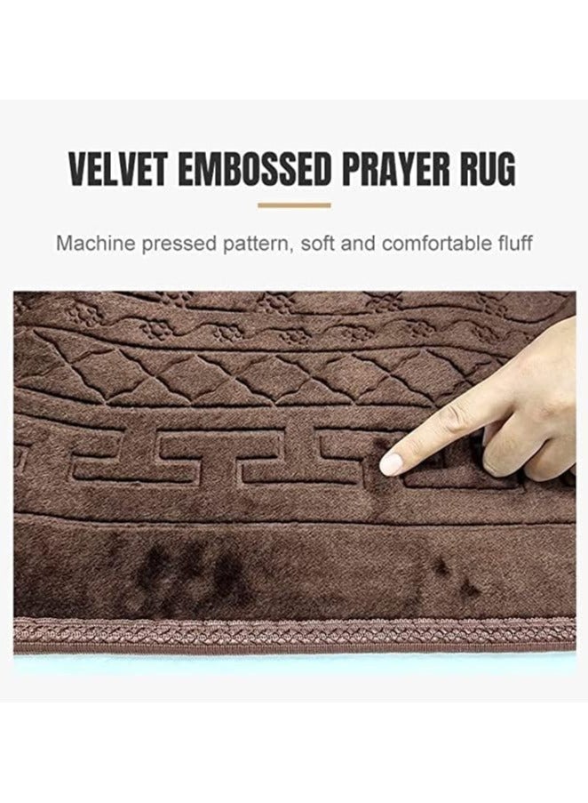MahMir Anti-Slip Velvet Top Prayer Mat 70x110 cm ( Light Beige )  - Image 3