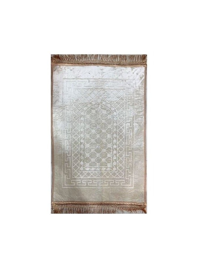 MahMir Anti-Slip Velvet Top Prayer Mat 70x110 cm ( Light Beige )  - Image 1