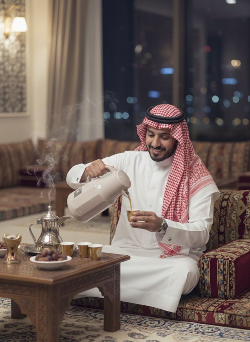 Original Premium Vacuum Flask - 12+ Hours Heat Retention, Ramadan Edition Thermal Coffee & Tea Pot Food-Grade Plastic Outer / Glass Inner - Image 4