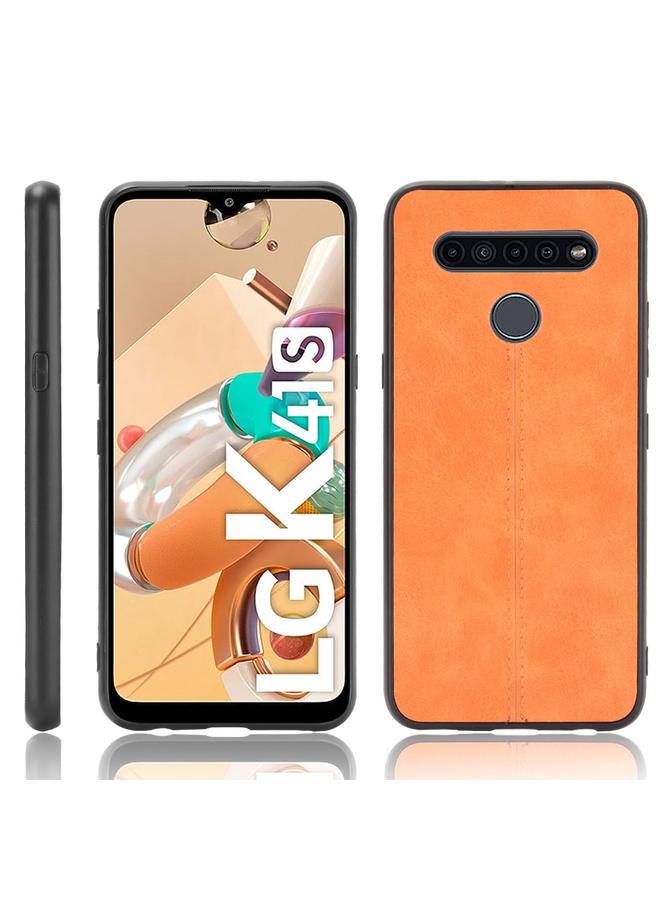 اس-توب جراب لهاتف LG K41S/ K51S مقاوم للصدمات بنمط جلد البقر المخيط من البولي يوريثين الحراري + البولي يوريثان الحراري + جراب من مادة TPU - Image 1