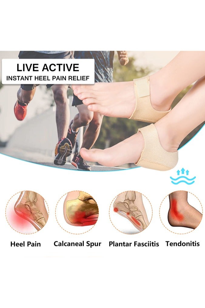 بوفان كؤوس كعب التهاب اللفافة الأخمصية لآلام الكعب، واقيات الكعب، وسادات أكمام الكعب، دعم الكعب لآلام الكعب، نتوء الكعب، الكعب المتشقق للنساء والرجال (بيج) - Image 2