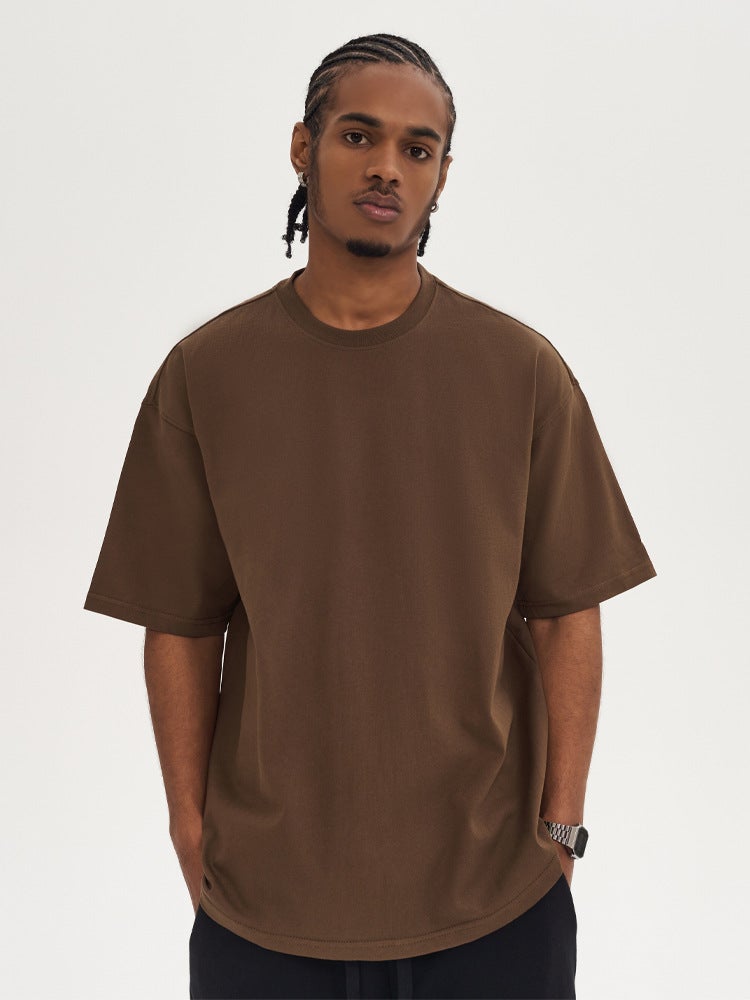 280G Cotton Heavy Short Sleeve T-Shirt Men'S Loose Trendy Brand Solid Color Fog Men'S Clothes Base Shirt - Image 5