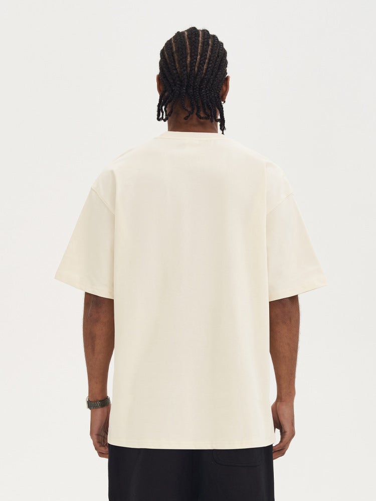 280G Cotton Heavy Short Sleeve T-Shirt Men'S Loose Trendy Brand Solid Color Fog Men'S Clothes Base Shirt - Image 3