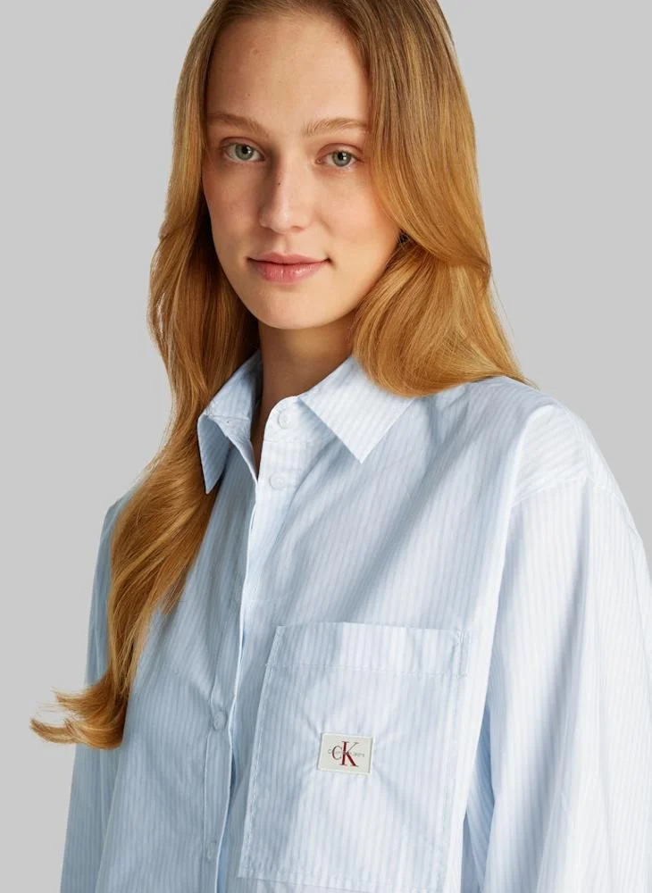 Calvin Klein Jeans Woven Label Crop Shirt