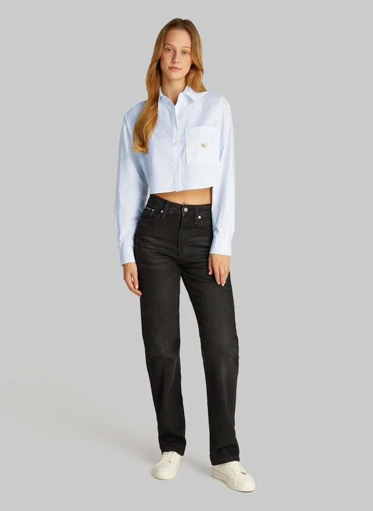 Calvin Klein Jeans Woven Label Crop Shirt