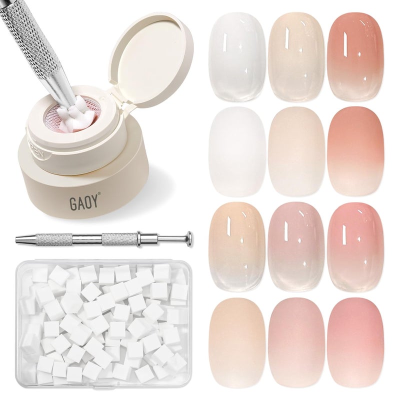 GAOY Cushion Ombre Painting Gel Kit, 6 Colors Gradient Patting Gel Polish with Sponges and Grabber Tool, for Ombre Nails Aura Blush Blend Nail Art Home & Salon Use, Pigmented No Wipe, Cherry Blossom - Image 1