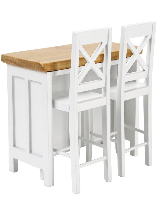 KH866 1/12 Dollhouse Kitchen Islands Dining Table Chairs Set - Miniature Kitchen with Stools, Modern Wood Furniture for Dollhouse Room Decor - Realistic Miniatures for Restaurant Bar Pub Barbie Crafts - Image 4