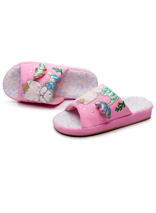 Anddyam Kids Cat Slippers Household Anti-Slip Indoor Home Shoe for Girls and Boys(9-10 toddler, Pink) - Image 2