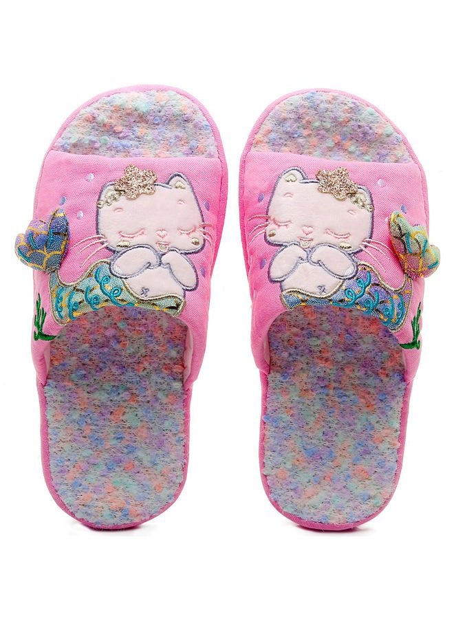 Anddyam Kids Cat Slippers Household Anti-Slip Indoor Home Shoe for Girls and Boys(9-10 toddler, Pink) - Image 1