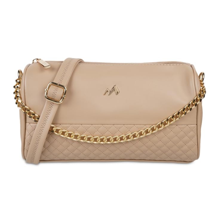 Metro Women Beige Elegant Quilted Crossbody Bag (230-35) - Image 1