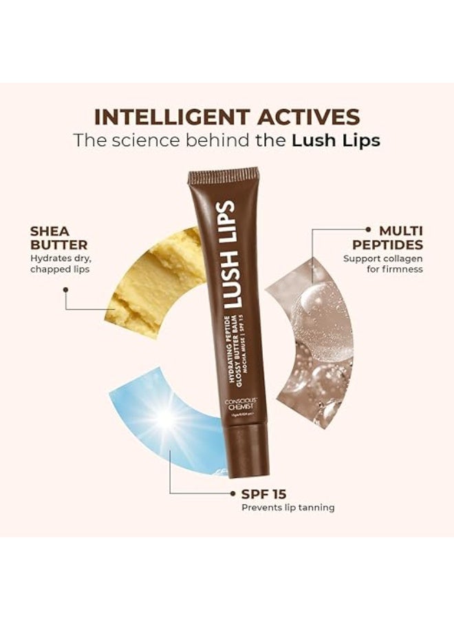 Conscious Chemist® Peptide Lip Balm SPF15 - Mocha Muse | 24 hr Hydration & Moisturizing Lip Balm for Dark & Pigmented Lips | Sun Protection | Soothes Dry Lips & Repair Moisture Barrier - 15g, Brown - Image 3