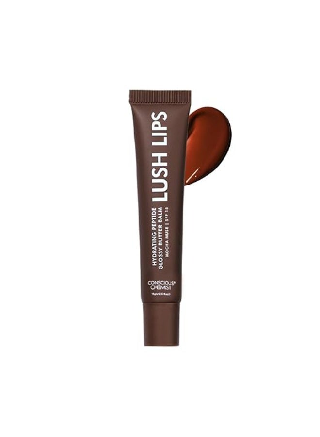 Conscious Chemist® Peptide Lip Balm SPF15 - Mocha Muse | 24 hr Hydration & Moisturizing Lip Balm for Dark & Pigmented Lips | Sun Protection | Soothes Dry Lips & Repair Moisture Barrier - 15g, Brown - Image 1