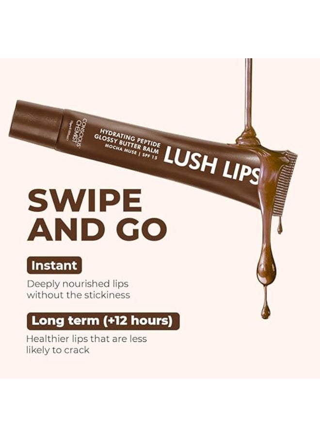 Conscious Chemist® Peptide Lip Balm SPF15 - Mocha Muse | 24 hr Hydration & Moisturizing Lip Balm for Dark & Pigmented Lips | Sun Protection | Soothes Dry Lips & Repair Moisture Barrier - 15g, Brown - Image 5