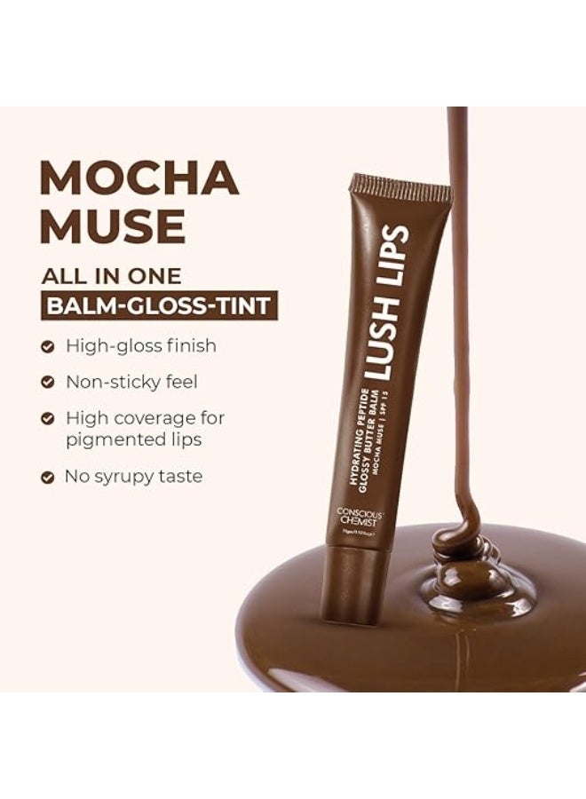 Conscious Chemist® Peptide Lip Balm SPF15 - Mocha Muse | 24 hr Hydration & Moisturizing Lip Balm for Dark & Pigmented Lips | Sun Protection | Soothes Dry Lips & Repair Moisture Barrier - 15g, Brown - Image 4