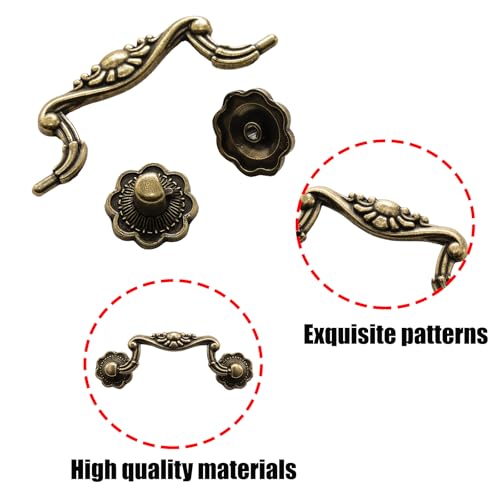 Adyoney 8 Pcs 3 Inch P01 Drop Drawer Handles Antique Brass(Gold) Cabinet Handle Drawer Pulls, with Mounting Screws, for Furniture Cupboard Wardrobe Kitchen Door - Image 4