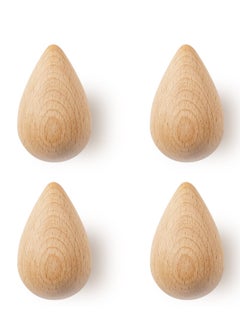 Y&D Cute Water Drop Shaped Wooden Hooks,Decorative Wall Hooks for Hanging Hats, Jackets and More! All Natural, Solid Wood Hooks, Each Set Includes 4 Hardware  - Image 1