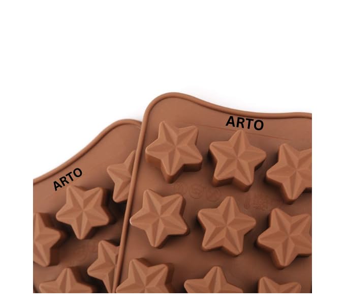 ARTO Star Shaped Silicone Chocolate Mould, 15 Cavity, Brown | Deep Non-Stick Candy Tray for Kids Birthday, Christmas & Wedding Gifts | DIY Baking & Jelly Mould (1 Piece) - Image 5