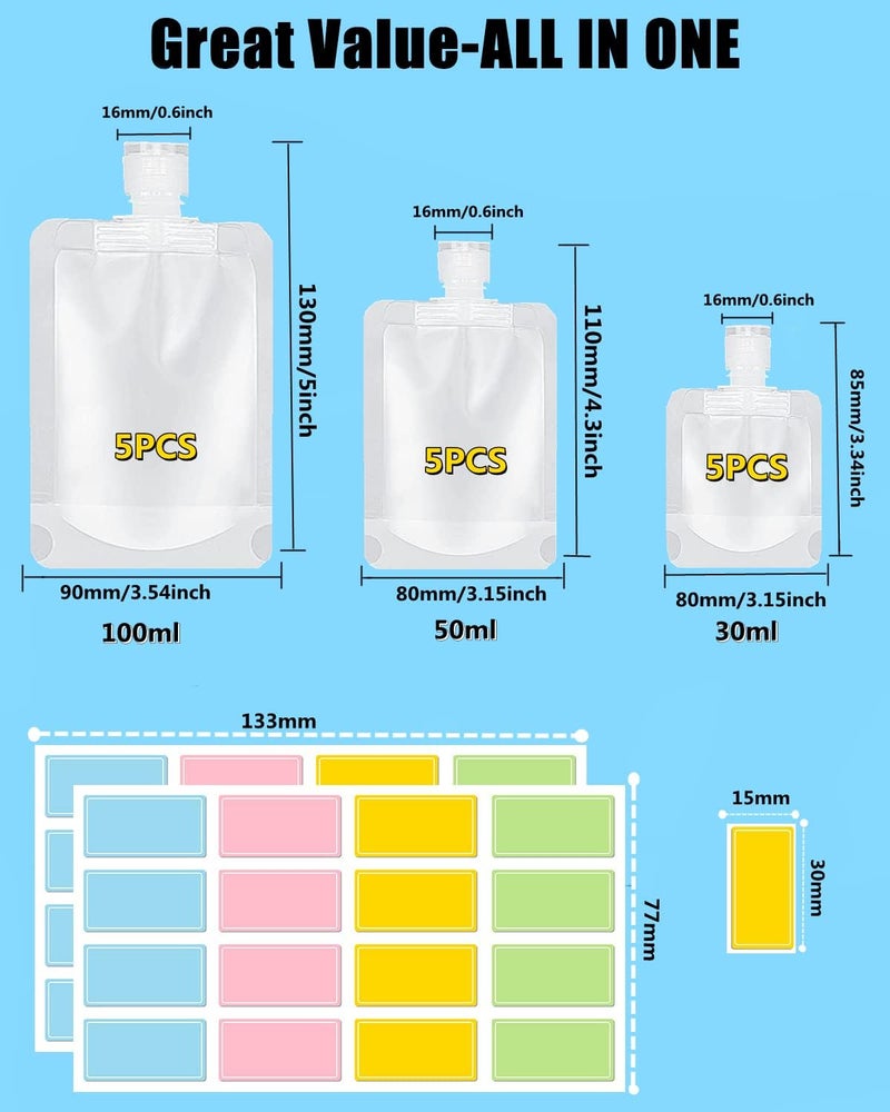 SEQUHITKU 17 Pack Travel Pouches for Toiletries - TSA Approved Refillable Containers - Image 2