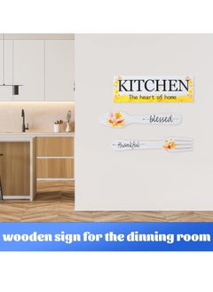 Mmmon Wood Kitchen Sign Kitchen Signs for Above Cabinets Inspirational Home Farmhouse Kitchen Decoration(Whie)  - Image 2