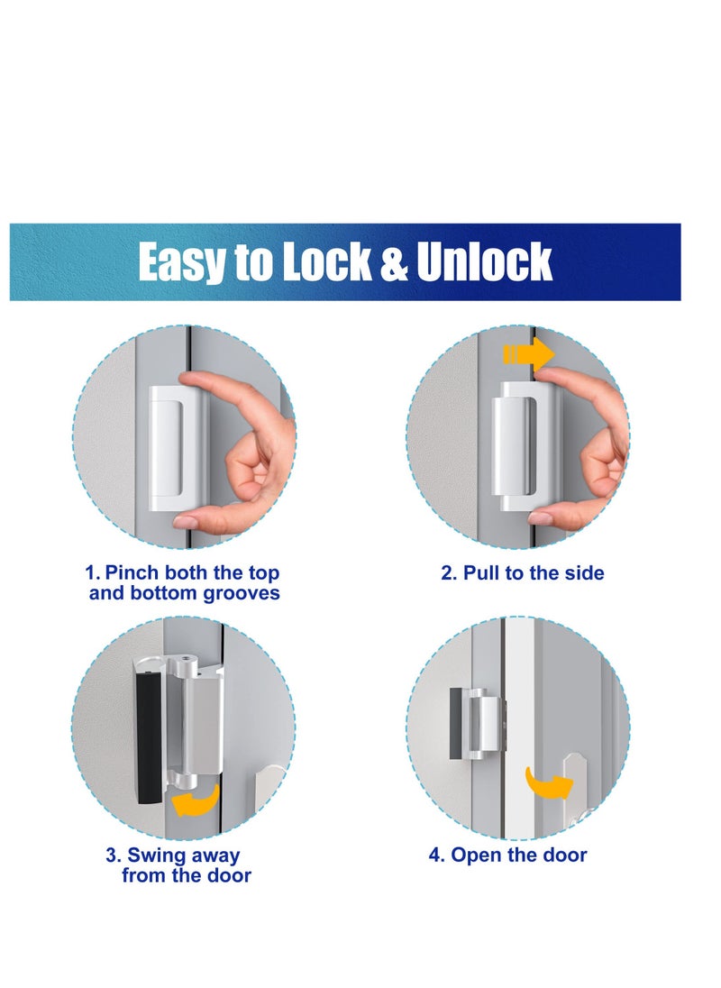SYOSI - Door Reinforcement Lock Withstands 800lbs of Force, Silver Extra Door Lock with 8 Screws Prevents Unauthorized Entry, Upgrade Door Lock to Defend Your Home  Safety and Privacy - Image 1