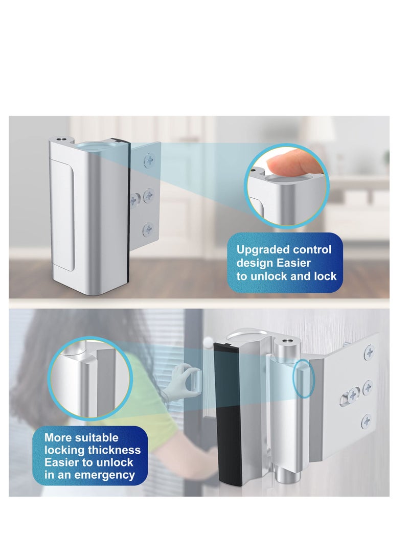 SYOSI - Door Reinforcement Lock Withstands 800lbs of Force, Silver Extra Door Lock with 8 Screws Prevents Unauthorized Entry, Upgrade Door Lock to Defend Your Home  Safety and Privacy - Image 1