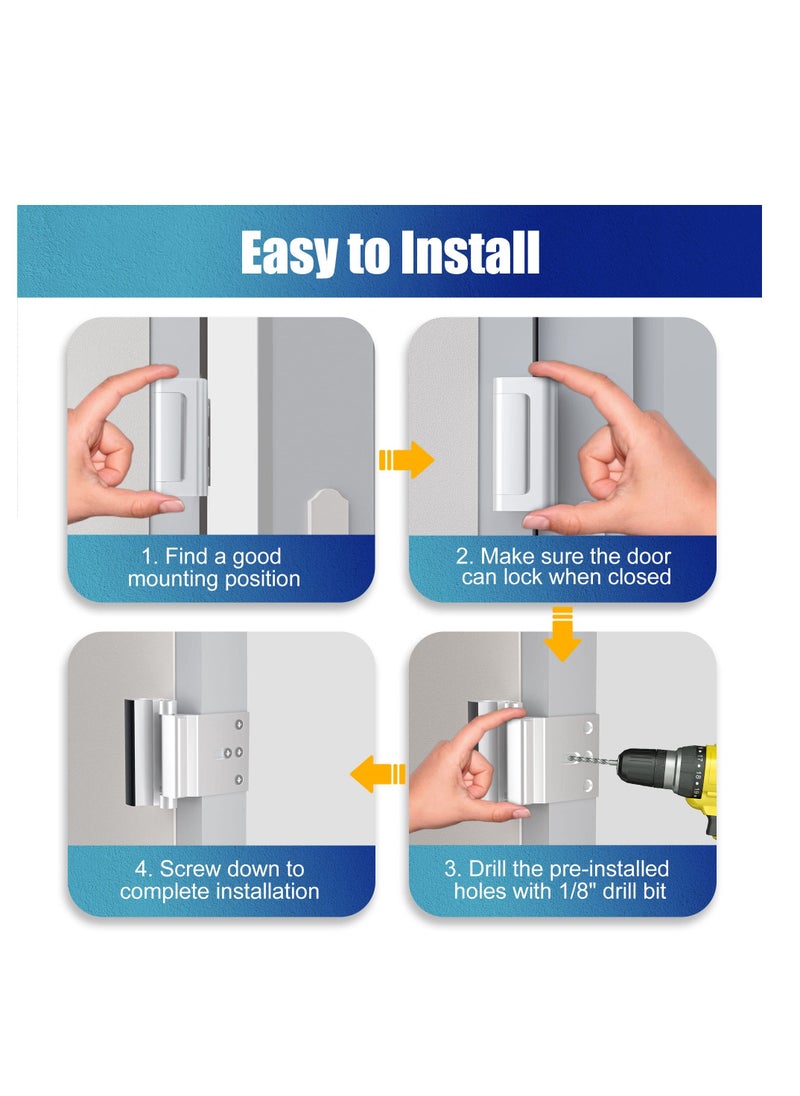 SYOSI - Door Reinforcement Lock Withstands 800lbs of Force, Silver Extra Door Lock with 8 Screws Prevents Unauthorized Entry, Upgrade Door Lock to Defend Your Home  Safety and Privacy - Image 1