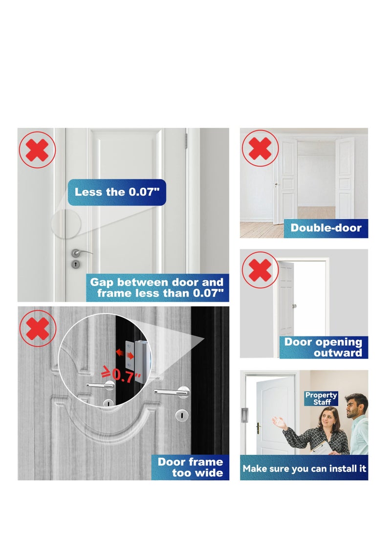 SYOSI - Door Reinforcement Lock Withstands 800lbs of Force, Silver Extra Door Lock with 8 Screws Prevents Unauthorized Entry, Upgrade Door Lock to Defend Your Home  Safety and Privacy - Image 1