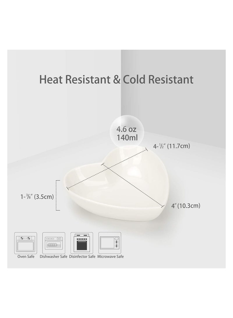 Zikra Love Heart Shaped Ceramic Dipping Bowls, Porcelain Side Seasoning Dish Bowl Set, for Jam, Appetizers, Dessert and Other Party, 5Pcs - Image 5