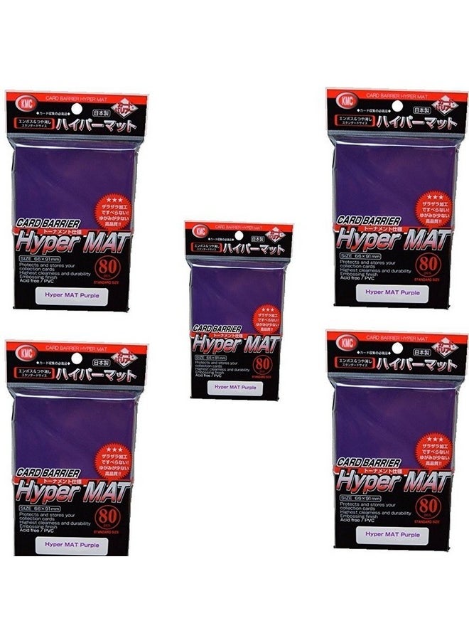 KMC KMC Hyper Matte Sleeves Purple ×5 Sets (5 Packs/Total 400 Sheets) (Japan Import)  - Image 1