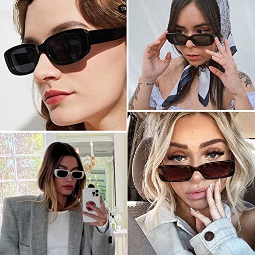 kimorn Rectangle Sunglasses for Women Men Trendy Retro Fashion Sun Glasses 90’s Vintage Square Frame K1200 (yellow sunglasses) - Image 2
