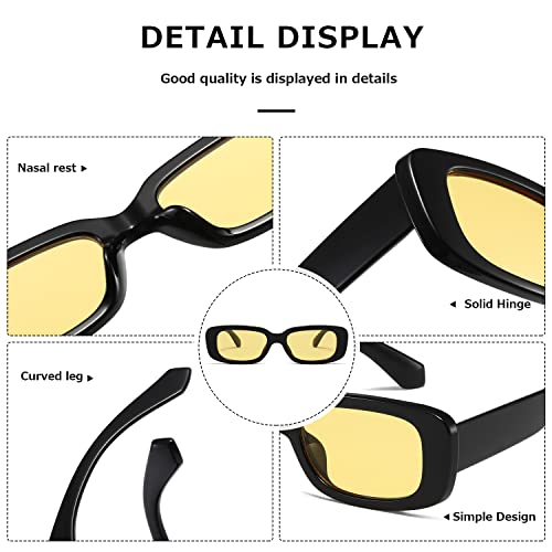 kimorn Rectangle Sunglasses for Women Men Trendy Retro Fashion Sun Glasses 90’s Vintage Square Frame K1200 (yellow sunglasses) - Image 5