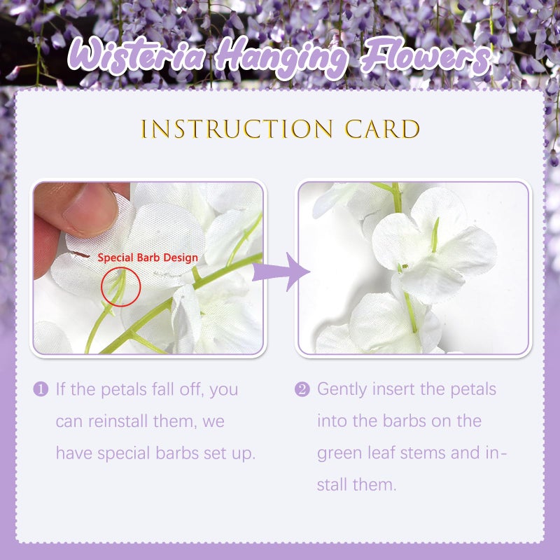 ZEBMOON 12 Pack Light Purple Wisteria Hanging Flowers, 3.44 Ft Fake Hanging Flowers, Artificial Wisteria Garland Vines for Wedding Room Backdrop Outdoor Patio Garden Decoration - Image 4