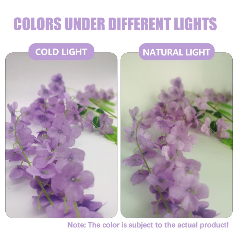 ZEBMOON 12 Pack Light Purple Wisteria Hanging Flowers, 3.44 Ft Fake Hanging Flowers, Artificial Wisteria Garland Vines for Wedding Room Backdrop Outdoor Patio Garden Decoration - Image 2