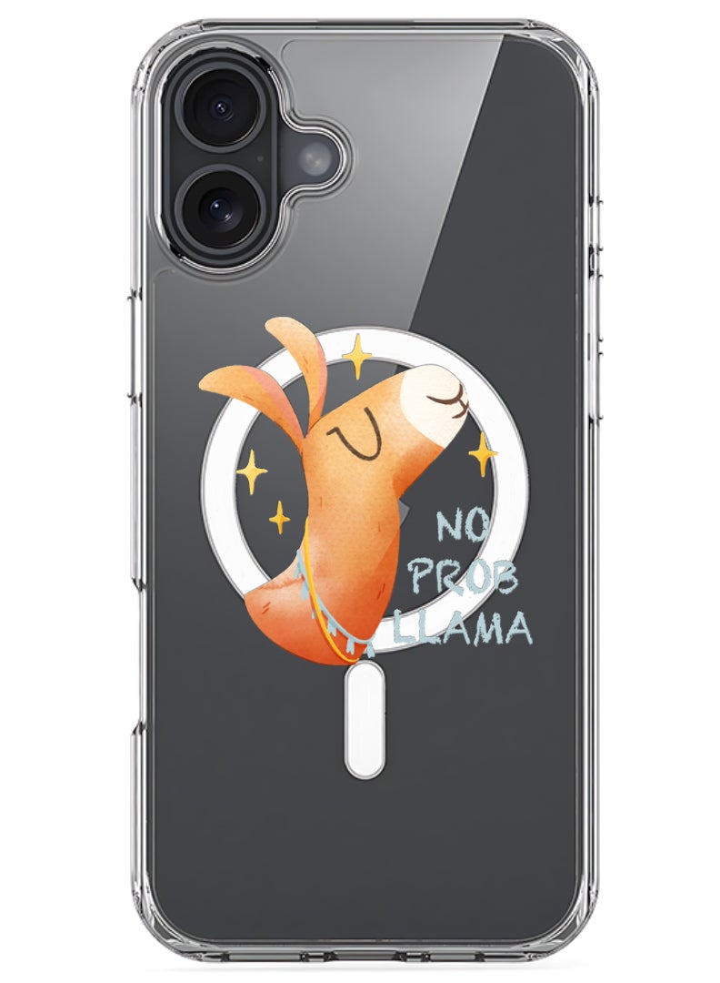 Theodor iPhone 16 Plus Magsafe Magnetic Case for iPhone Compatible with Wireless Charging, Shockproof Phone Bumper Cover - No prob llama - Image 1