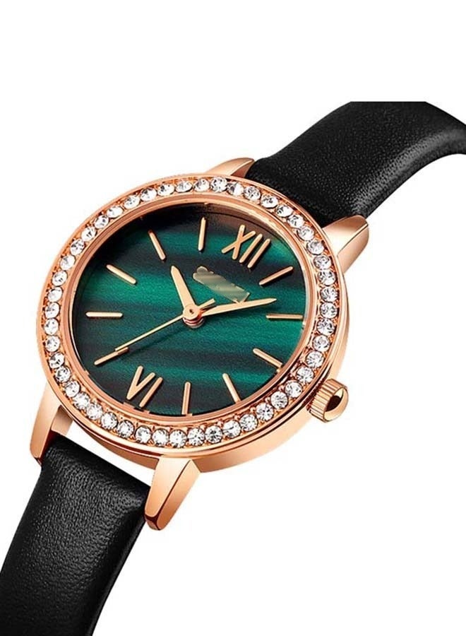 DUNISO Ladies Green Watches Women Watch Fashion Round Ladies Quartz Watch Green Dial Simple Black Strap Luxury Woman Watch 1711 - Image 3
