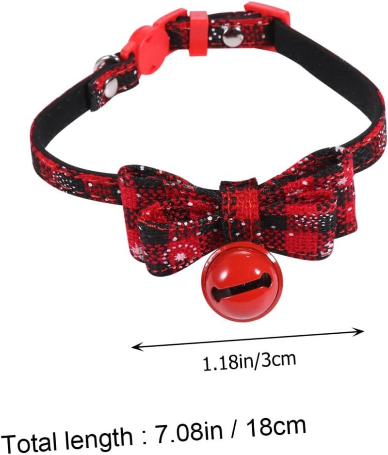 Christmas Dog Collar and Cat Collar with Black Bowknot Soft Sturdy Adjustable 17-27cm for Puppies and Kittens - Image 2